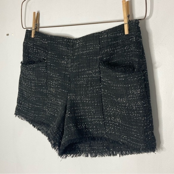 LOFT Size 8 Black Tweed Fringe Shorts 4" inseam - Picture 3 of 7